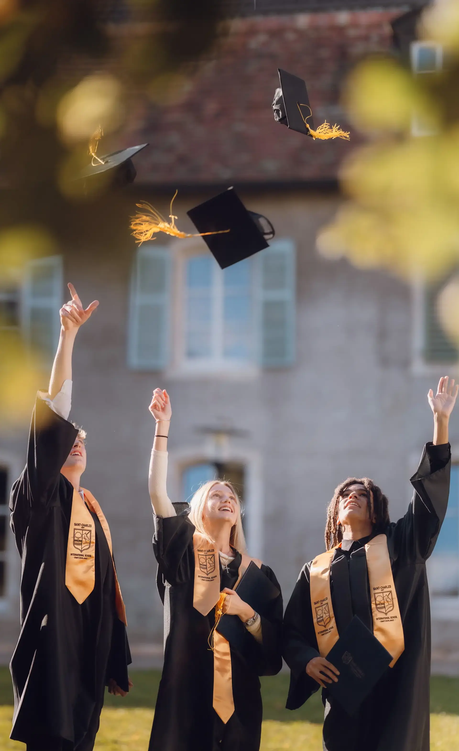 Students celebrating graduation