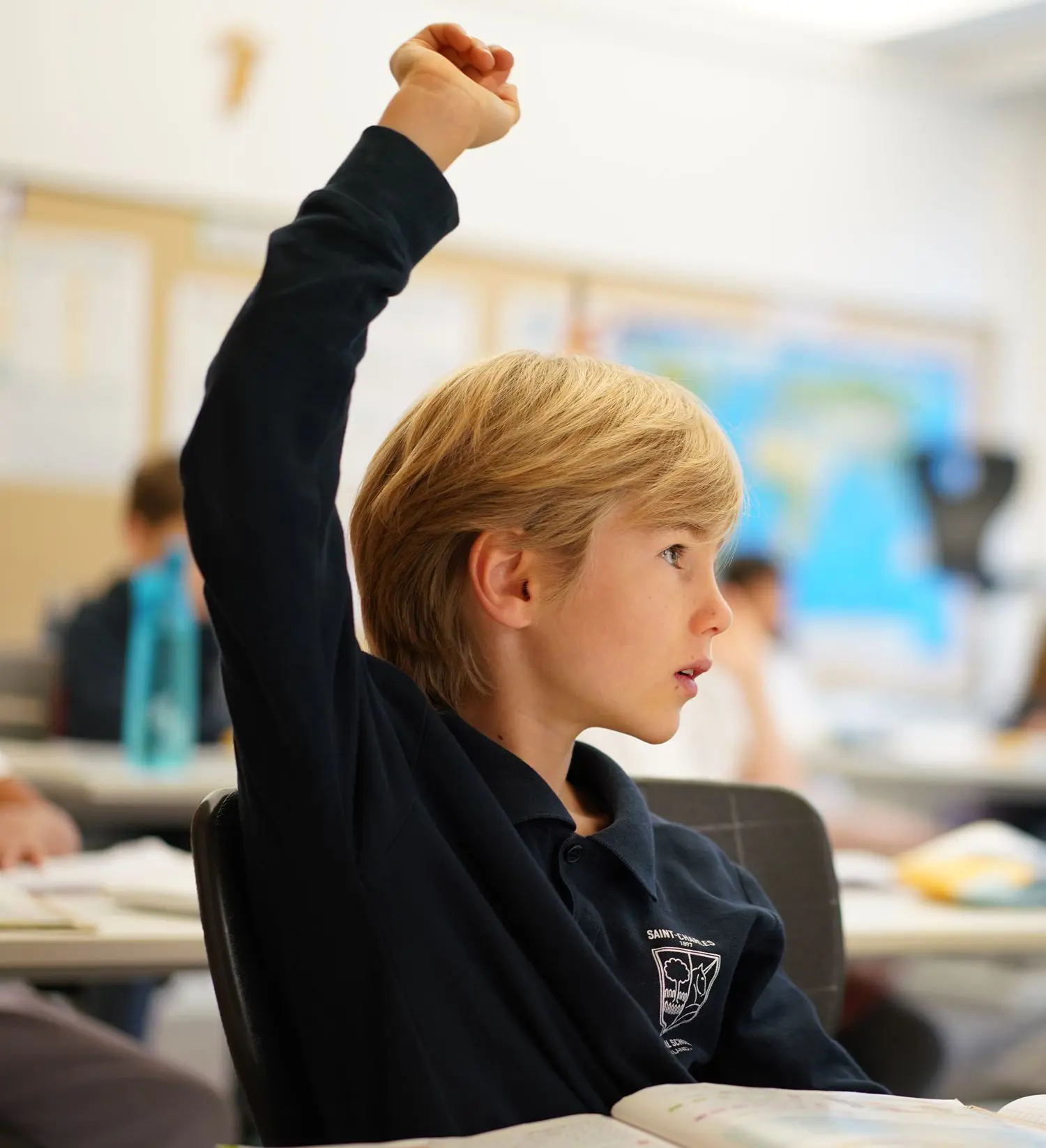 Male Student raising his hand
