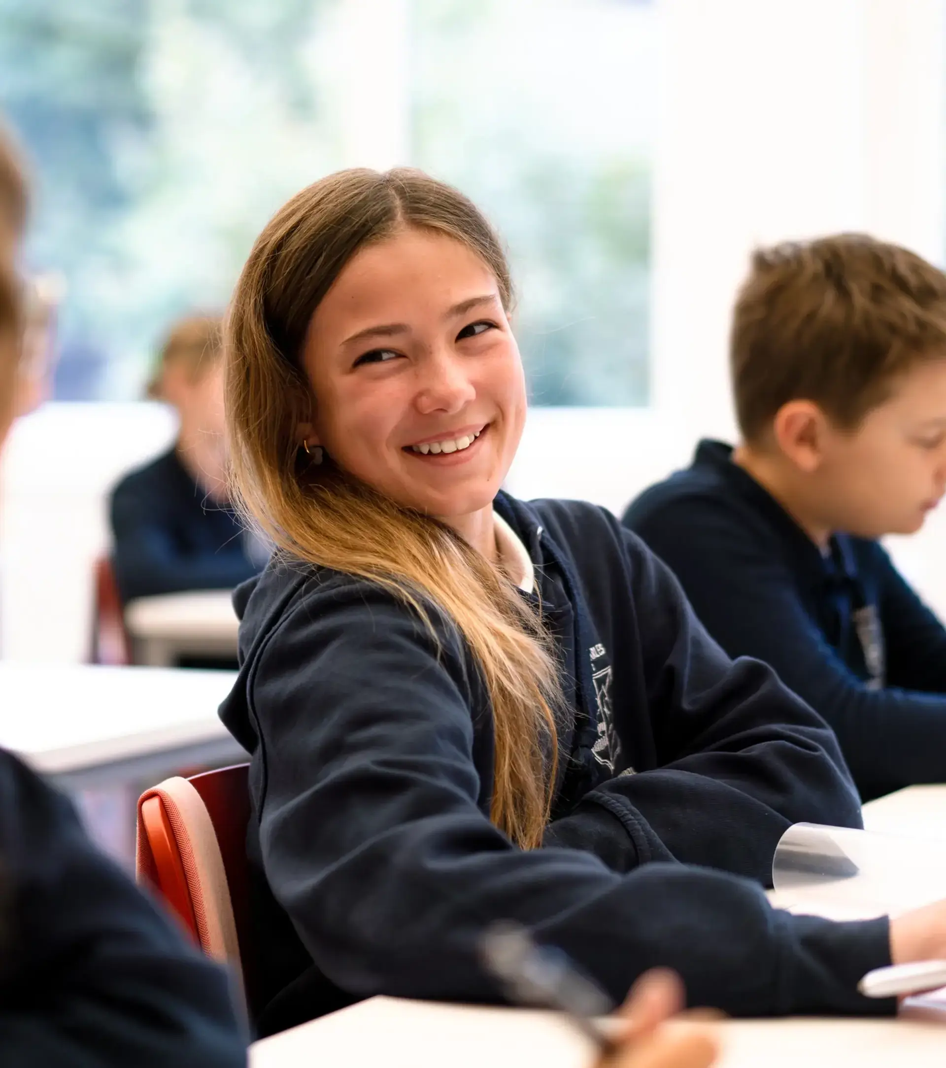 Student participating in class