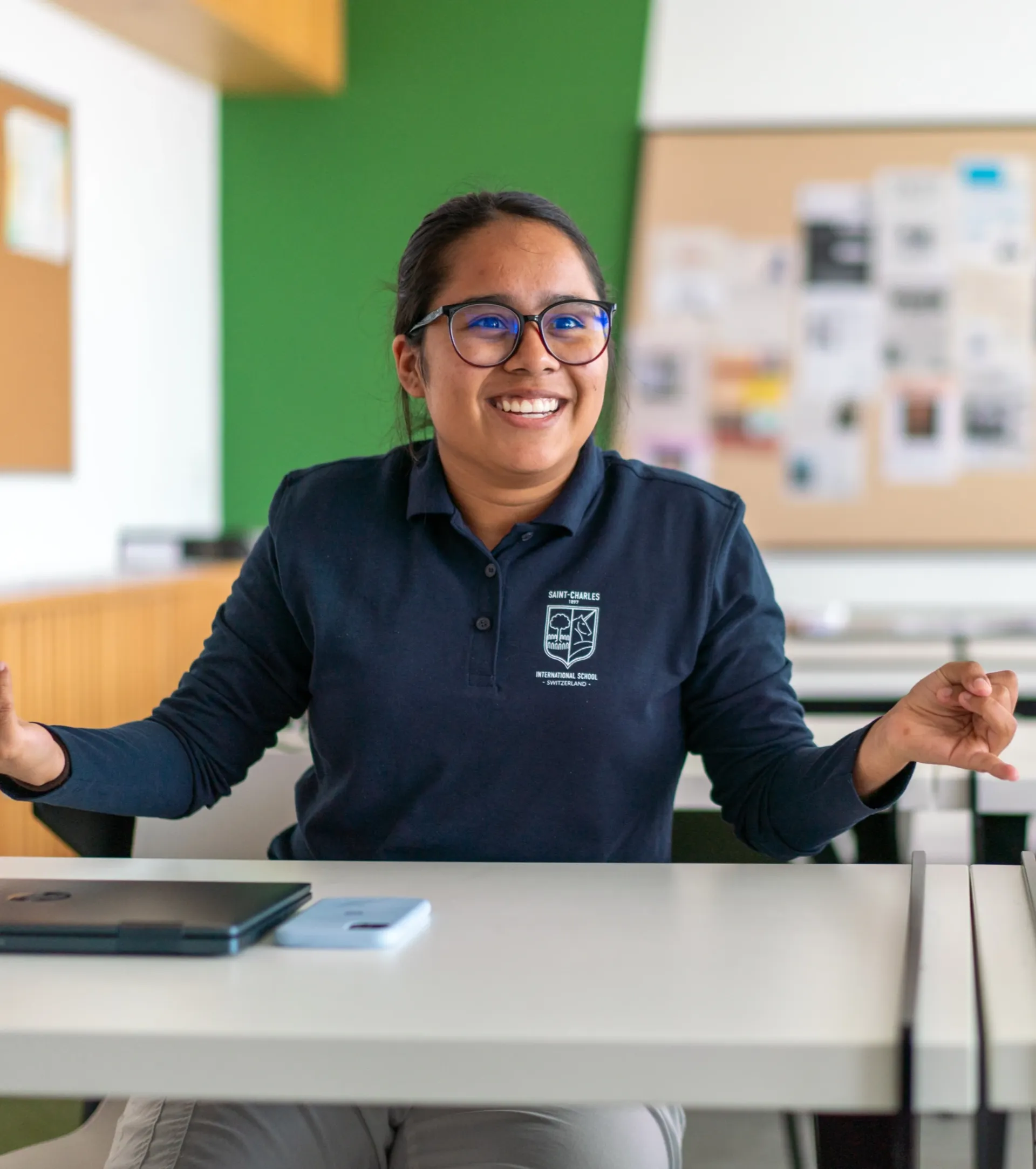 Student participating in class