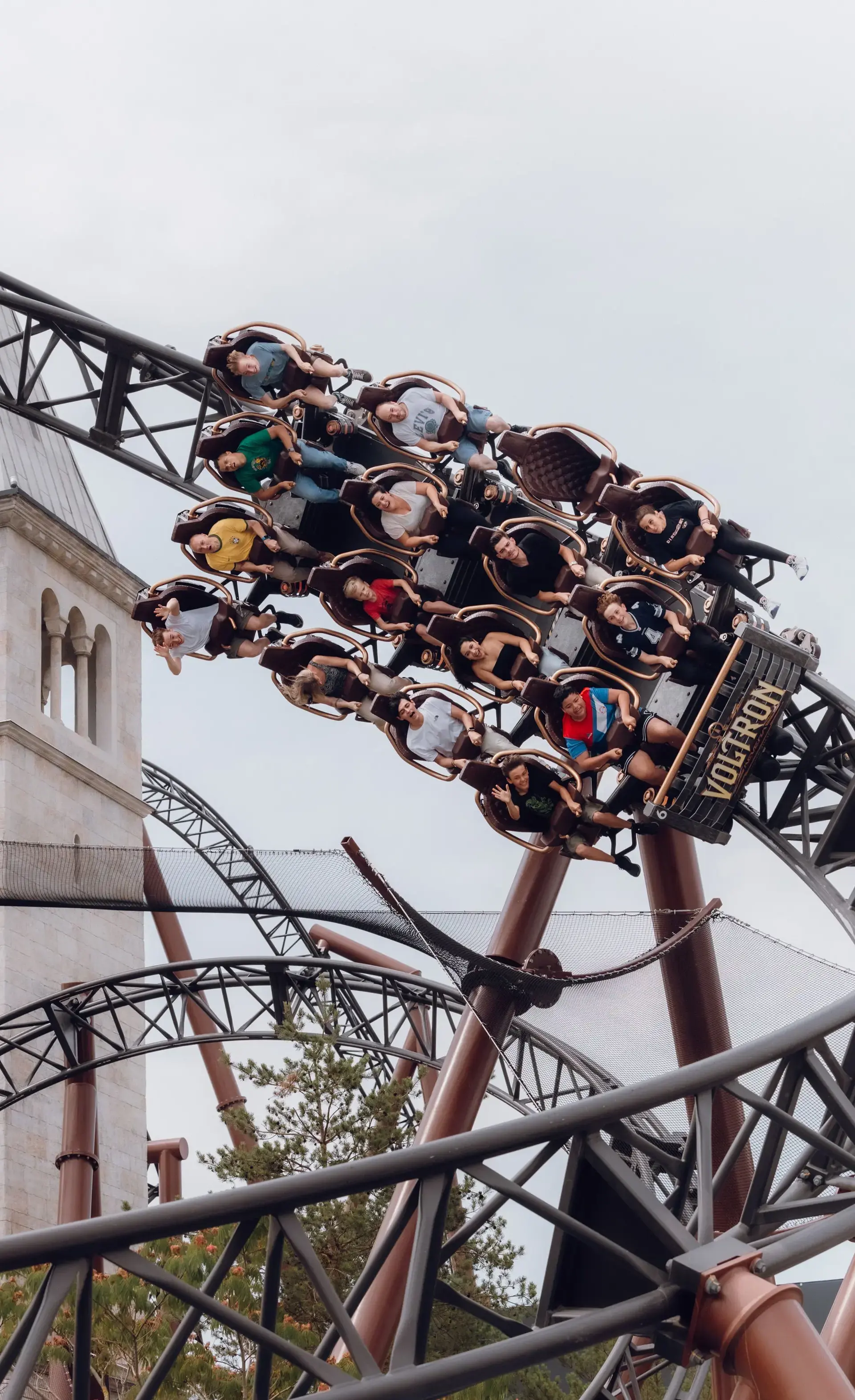 People having fun on roller coaster